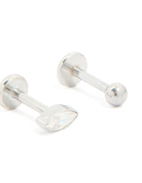Surgical Steel Cubic Zirconia Flat Back Studs 3-Pack - link has visual effect only