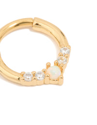 Gold Plated Surgical Steel Cubic Zirconia Marquise Clicker Ring - link has visual effect only