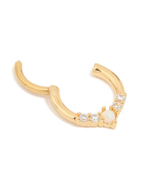 Gold Plated Surgical Steel Cubic Zirconia Marquise Clicker Ring - link has visual effect only