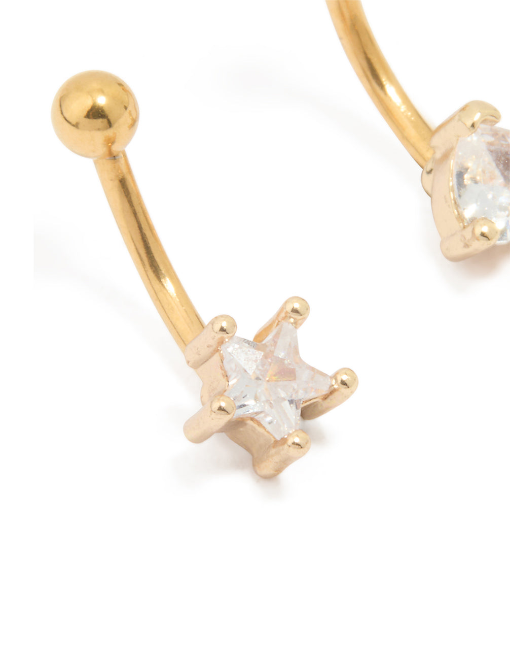 Gold Plated Surgical Steel Cubic Zirconia Ear & Body Jewellery Set