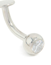 Surgical Steel Cubic Zirconia Single Belly Bar - link has visual effect only