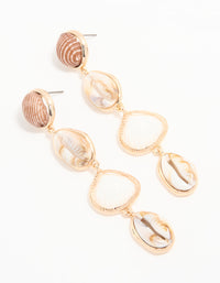 Gold Shell Tiered Drop Earrings - link has visual effect only