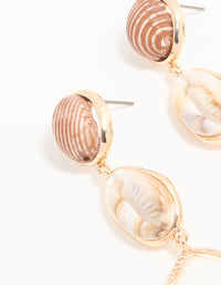 Gold Shell Tiered Drop Earrings - link has visual effect only