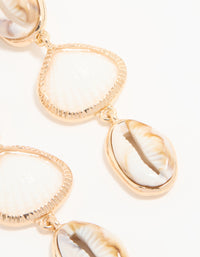 Gold Shell Tiered Drop Earrings - link has visual effect only