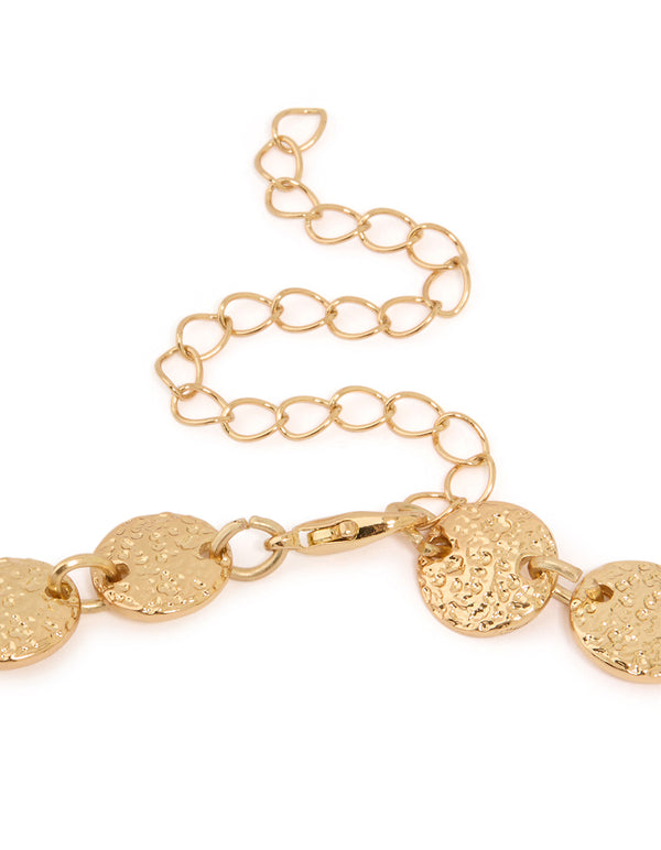 Gold Cascading Coin Bib Necklace