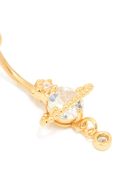 Gold Plated Titanium Cubic Zirconia Planet Belly Bar - link has visual effect only