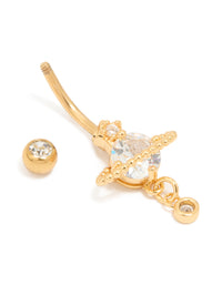 Gold Plated Titanium Cubic Zirconia Planet Belly Bar - link has visual effect only