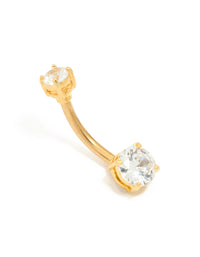Gold Plated Titanium Cubic Zirconia Mini & Medium Belly Bar - link has visual effect only