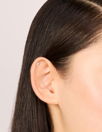 Gold Plated Titanium Cubic Zirconia & Plain Flat Back Studs 3-Pack - link has visual effect only