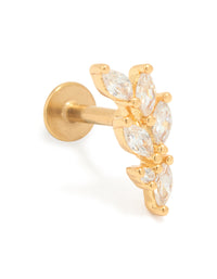 Gold Plated Titanium Cubic Zirconia Leaf Flat Back Stud - link has visual effect only