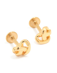 Gold Plated Titanium Pretzel Piercing Flat Back Studs - link has visual effect only