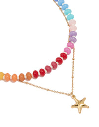 Gold Multicoloured Gemstones & Star Layered Necklace - link has visual effect only