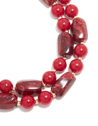 Red Acrylic Beaded Layered Necklace - link has visual effect only