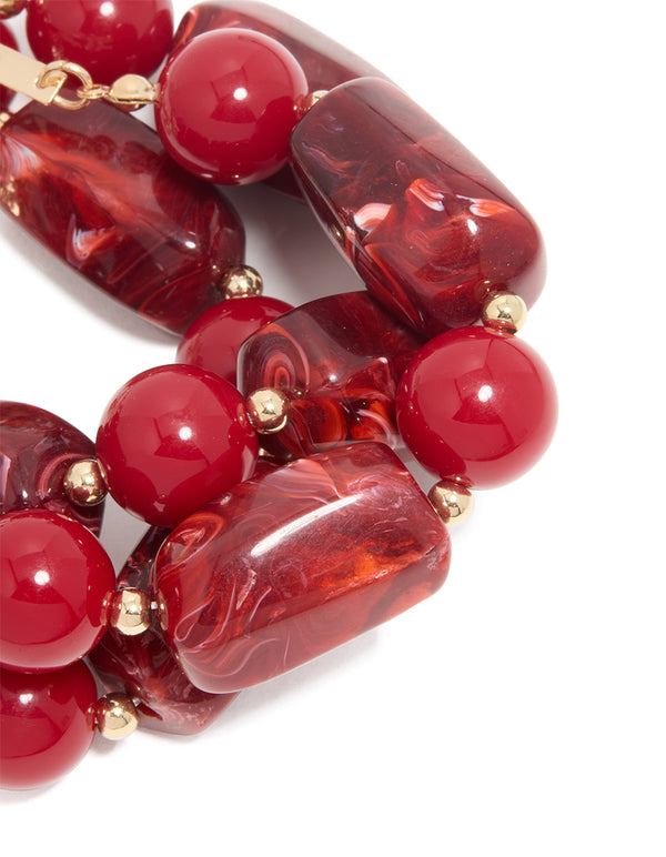 Red Beaded Long Bracelet