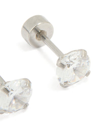 Kids Surgical Steel Cubic Zirconia 1 Carat Flat Back Studs - link has visual effect only