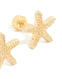 Kids Gold Plated Surgical Steel Starfish Stud Earrings - link has visual effect only
