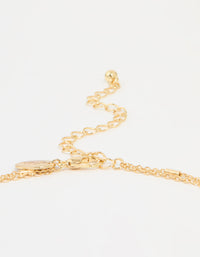 Gold Plated Bezel Chain & Cross Layered Necklace - link has visual effect only
