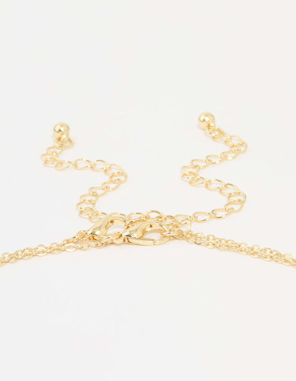 Gold Plated Diamante Heart & Cross Layered Necklace