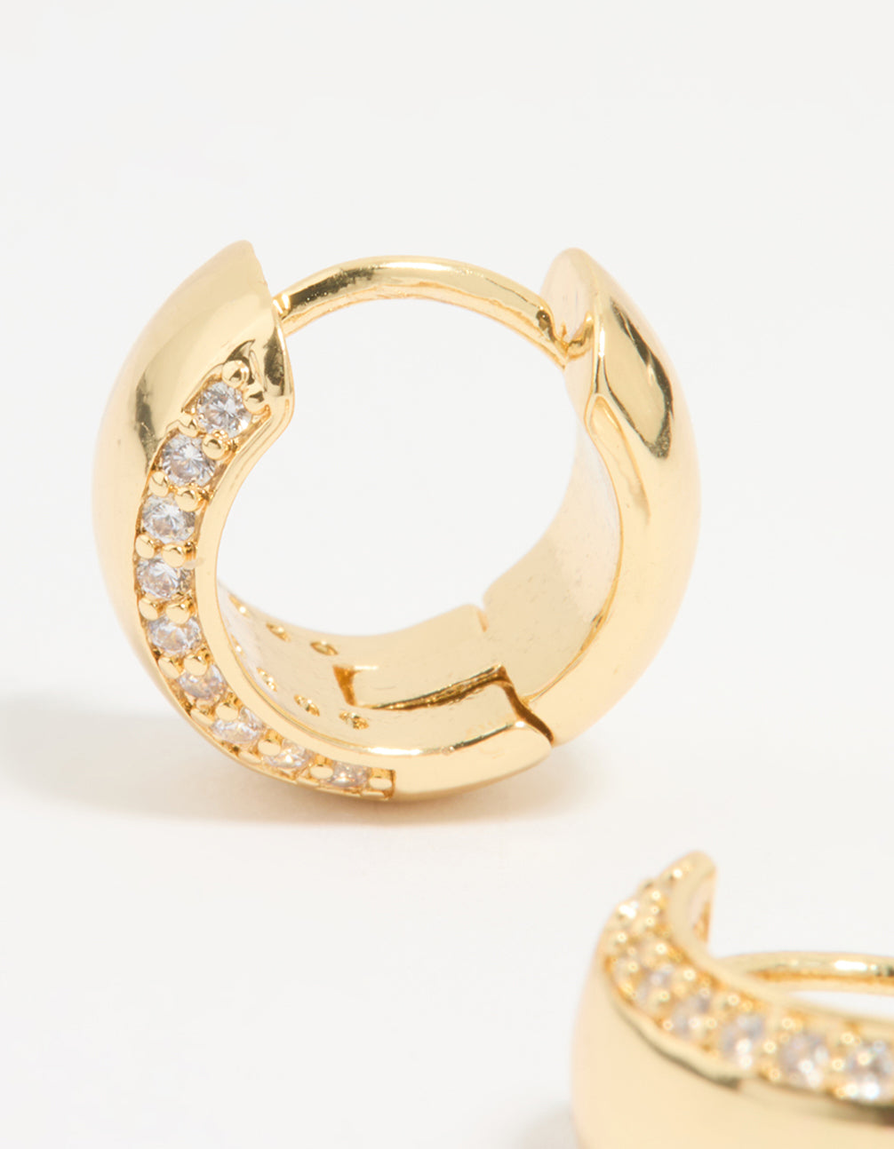 Gold Plated Cubic Zirconia Outline Bold Huggie Earrings