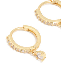Gold Plated Cubic Zirconia Round Huggie Earrings - link has visual effect only