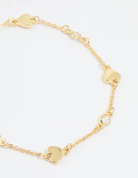 Gold Plated Cubic Zirconia & Heart Bracelet - link has visual effect only