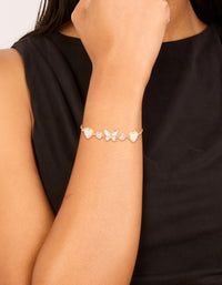 Gold Plated Cubic Zirconia Butterfly & Heart Toggle Bracelet - link has visual effect only