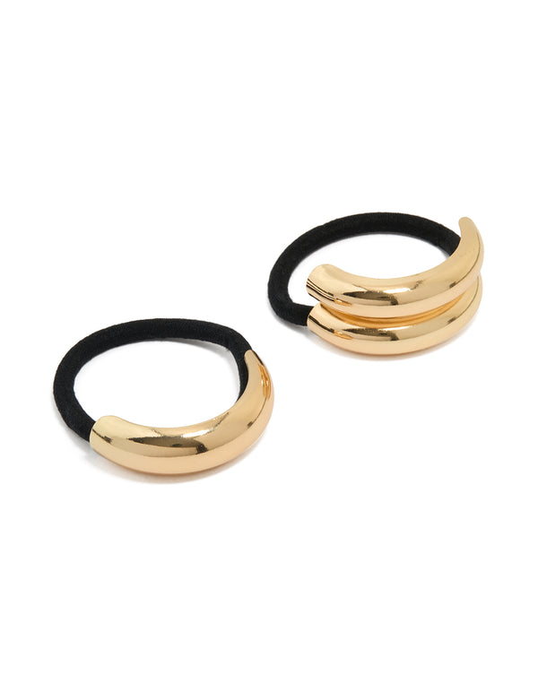 Gold Chunky Curved Hair Ties 2-Pack