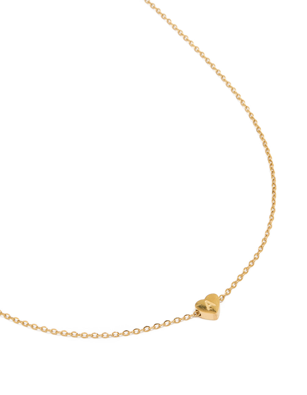 Waterproof Gold Plated Stainless Steel Mini Heart Letter A Necklace