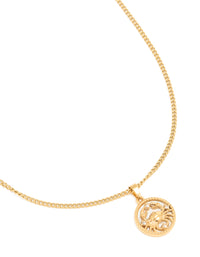 Waterproof Gold Plated Stainless Steel Cancer Circle Zodiac Sign Necklace - link has visual effect only