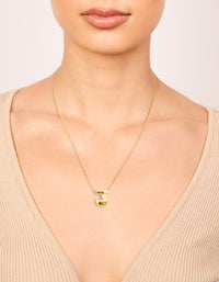 Waterproof Gold Plated Stainless Steel Large Bubble Letter J Necklace - link has visual effect only