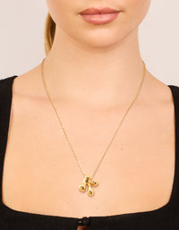 Waterproof Gold Plated Stainless Steel Large Bubble Letter K Necklace - link has visual effect only