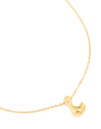 Waterproof Gold Plated Stainless Steel Large Bubble Letter L Necklace - link has visual effect only