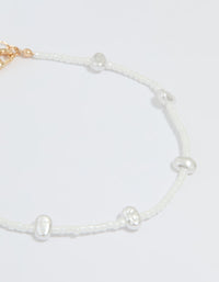 Gold Pearl Layered Chain Anklet - link has visual effect only