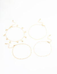 Gold Pearl & Shell Anklets 4-Pack - link has visual effect only