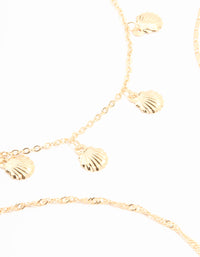 Gold Pearl & Shell Anklets 4-Pack - link has visual effect only