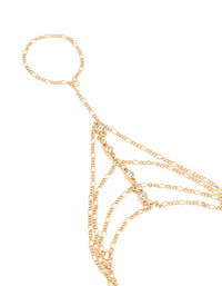 Gold Diamante Layered Hand Chain - link has visual effect only
