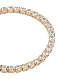 Waterproof Gold Plated Stainless Steel Cubic Zirconia Tennis Toggle Bracelet - link has visual effect only
