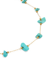 Waterproof Gold Plated Stainless Steel Blue Semi Precious Stone Anklet - link has visual effect only