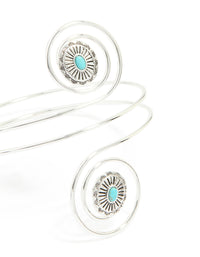 Silver Blue Stone Swirled Arm Cuff - link has visual effect only