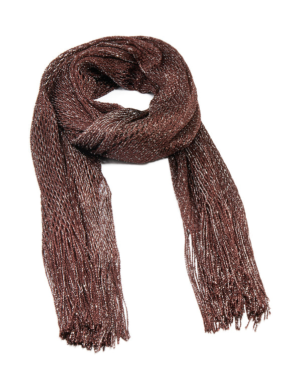 Brown Fabric Large Draped Scarf