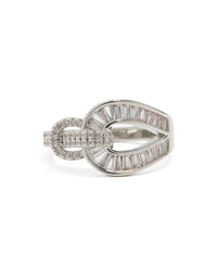 Silver Cubic Zirconia Knot Ring - link has visual effect only