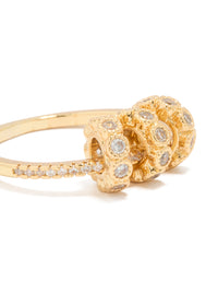Gold Plated Cubic Zirconia Rondell Triple Loop Charm Ring - link has visual effect only