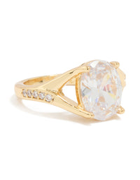 Gold Plated Cubic Zirconia Oval Ring - link has visual effect only