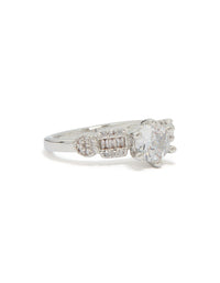 Silver Cubic Zirconia Small Round Ring - link has visual effect only