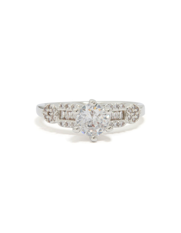 Silver Cubic Zirconia Small Round Ring