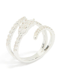 Silver Plated Cubic Zirconia Wrap Around Ring - link has visual effect only
