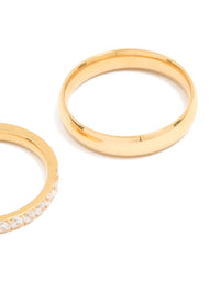 Designed with waterproof gold plated stainless steel diamante and smooth rings 2-pack side detail view - link has visual effect only