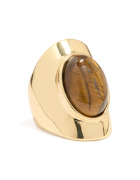 Gold Plated Tiger's Eye Oval Ring - link has visual effect only