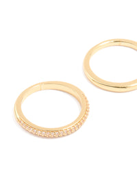 Gold Plated Cubic Zirconia Band Rings 3-Pack - link has visual effect only