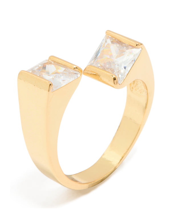 Gold Plated Cubic Zirconia Square Ring